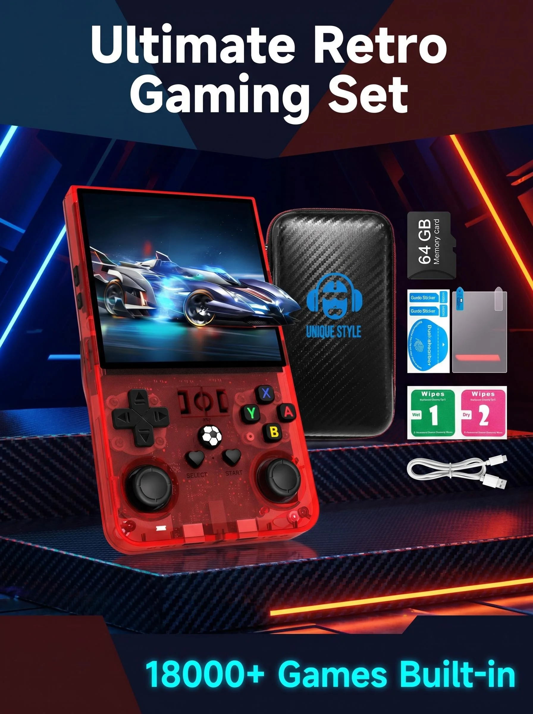 AISLPC R36MAX Retro Handheld Video Game Console 4.0 Inch IPS Screen Portable Pocket Video Player Plug and Play Games Kids Gifts photo 1
