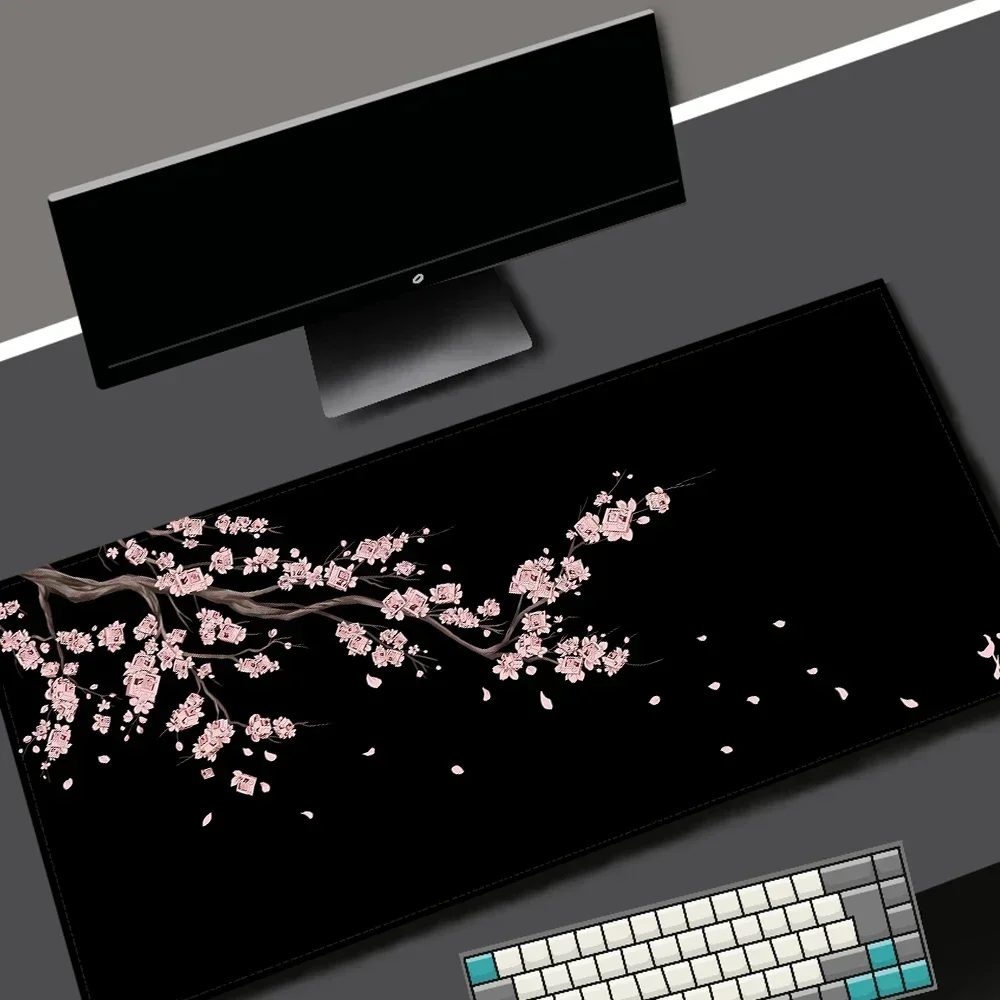 Black Sakura Gaming Mouse Pad Kawaii Purple Desk Mat Large Office Carpet Accessories Cherry Blossom Mousepad Gamer Computer Mats photo 2