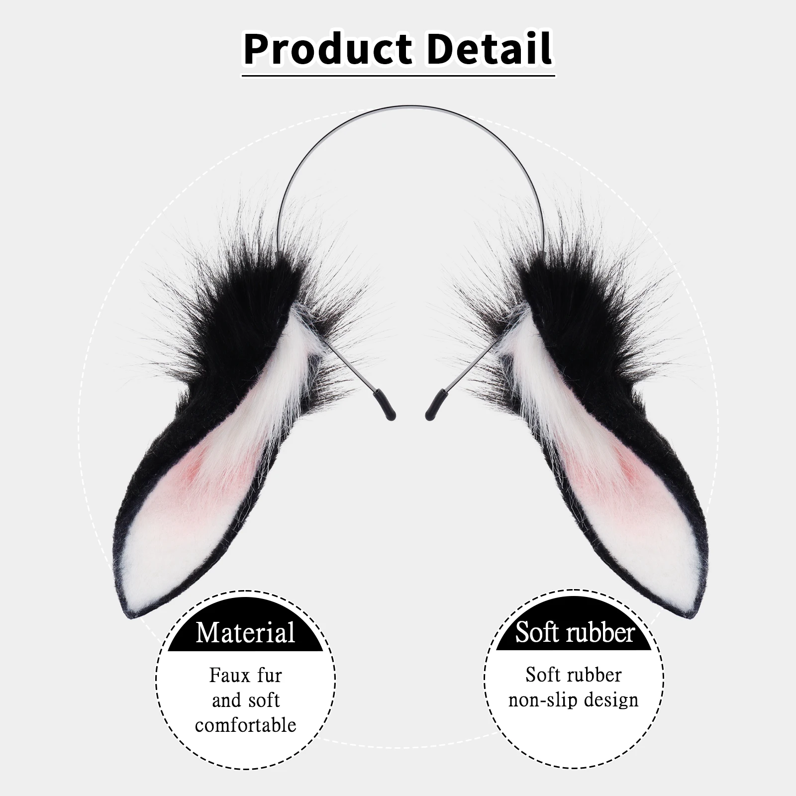Animal Rabbit Ears Headband Faux Fur Bunny Headwear Plush Hairband Party Cosplay Costume Accessories photo 6
