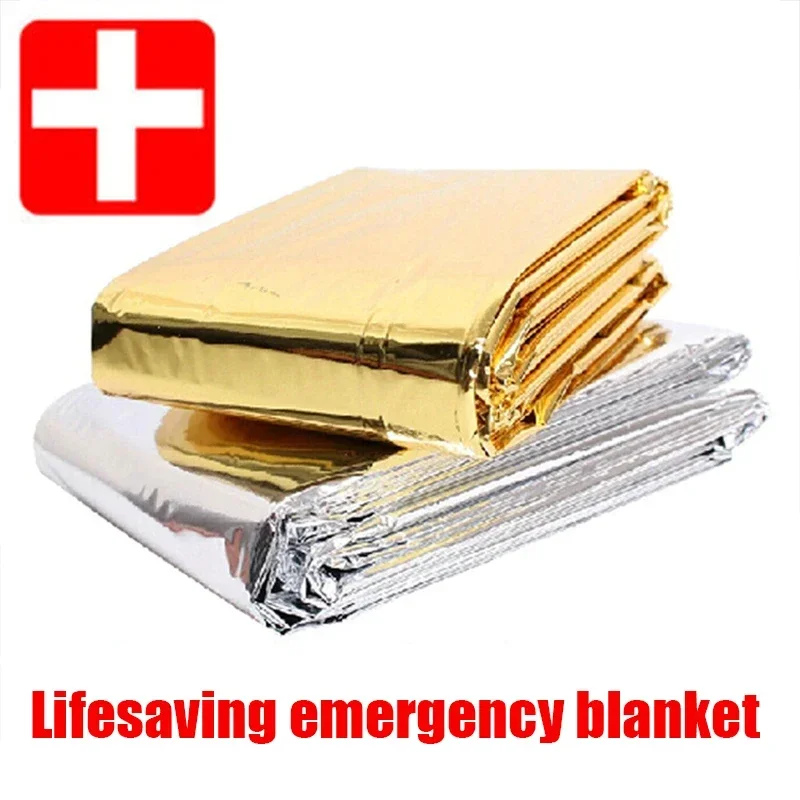 Emergency Survival Thermal Blanket Windproof Waterproof Aluminum Foil Blanket Outdoor First Aid Gear for Camping Hiking Travel photo 2