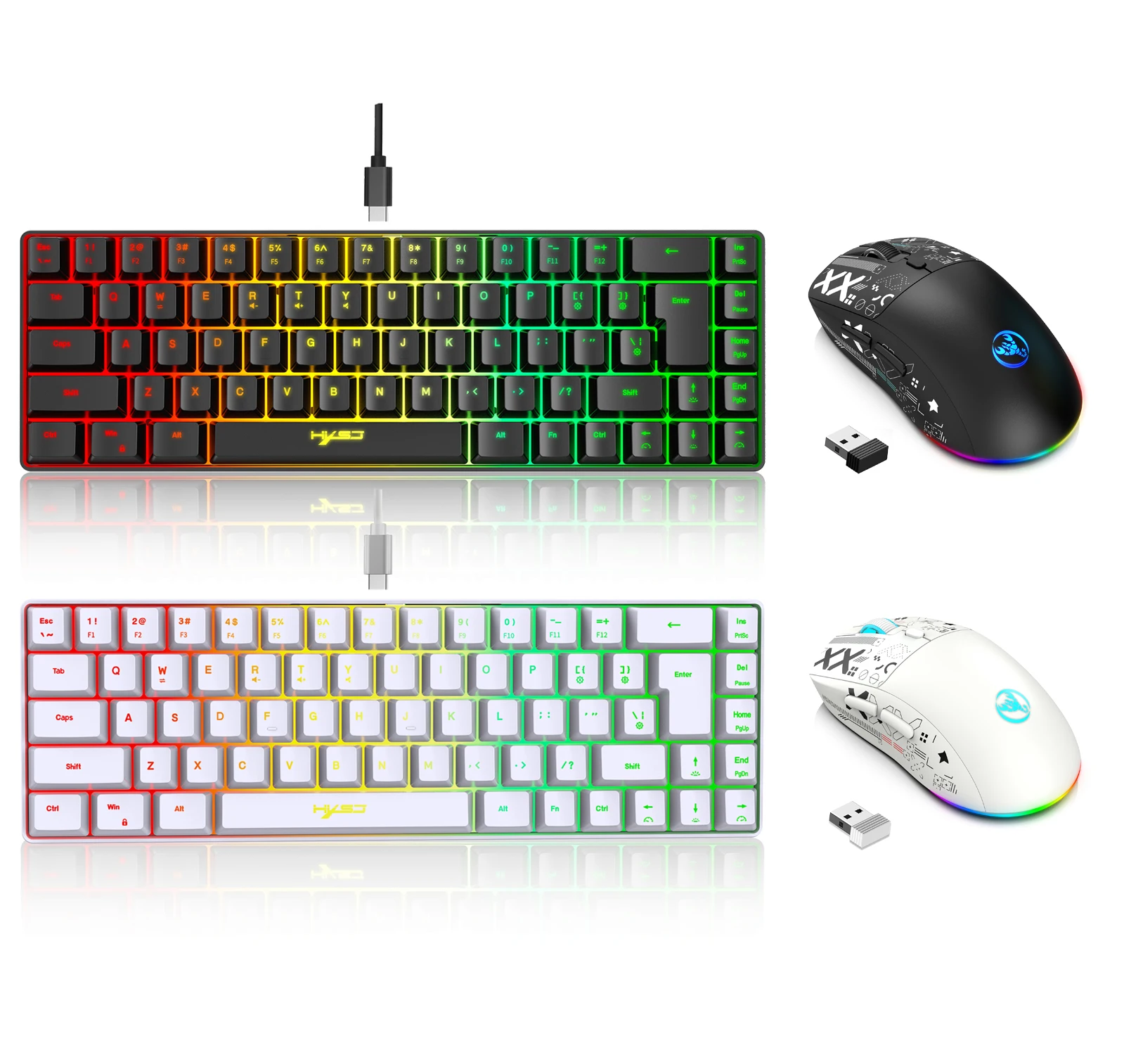 60% gaming Keyboard and mouse combo set gamer white key board combo computer wired keyboards mouses office teclado for laptop pc photo 1