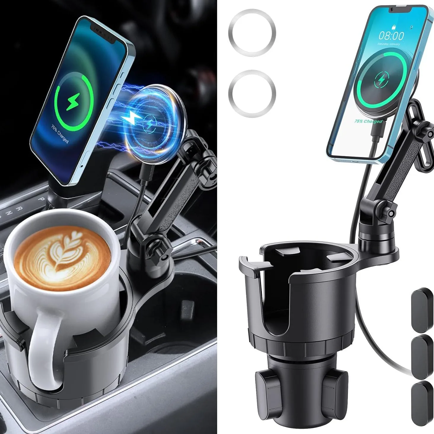 Car phone holder, multifunctional car cup holder suction, mobile phone navigation holder, magnetic wireless charger photo 1