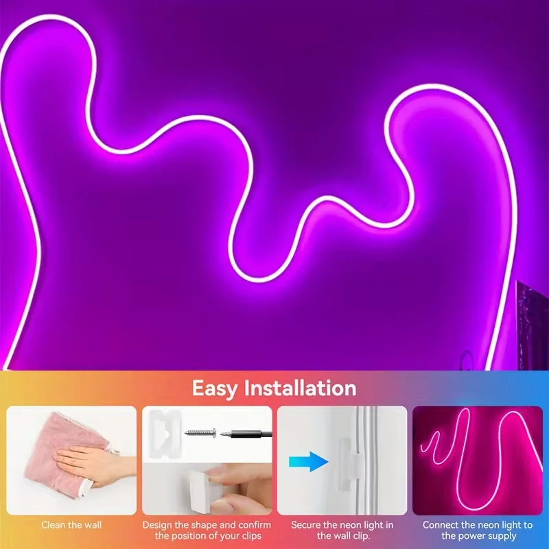 1 Roll of Low-Voltage 5V Flexible Rgb Color-Changing Neon Led Light Strip, USB Interface, with 24-Key Multi-Function Controller, Can Switch Light Colors and Adjust Light Brightness, Used for Gaming, Electric Car Decora photo 4
