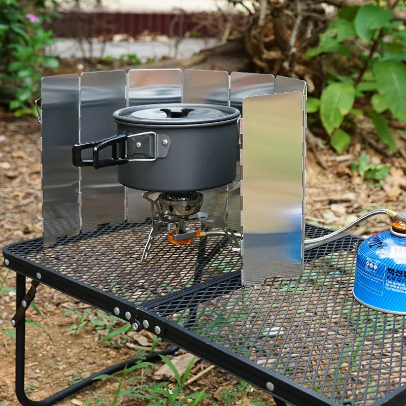 8/9/10 Plates Gas Stove Wind Shield Outdoor Camping Picnic Cooking Burner Windproof Screen Aluminum Alloy Wind Screen photo 6