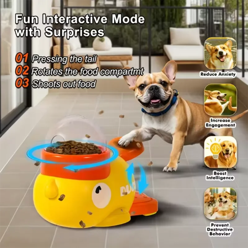 Dog, cat, pet feeder, little yellow duck, interactive puzzle dog feeding machine, puppy, missing food toy, anti-slip bottom photo 1