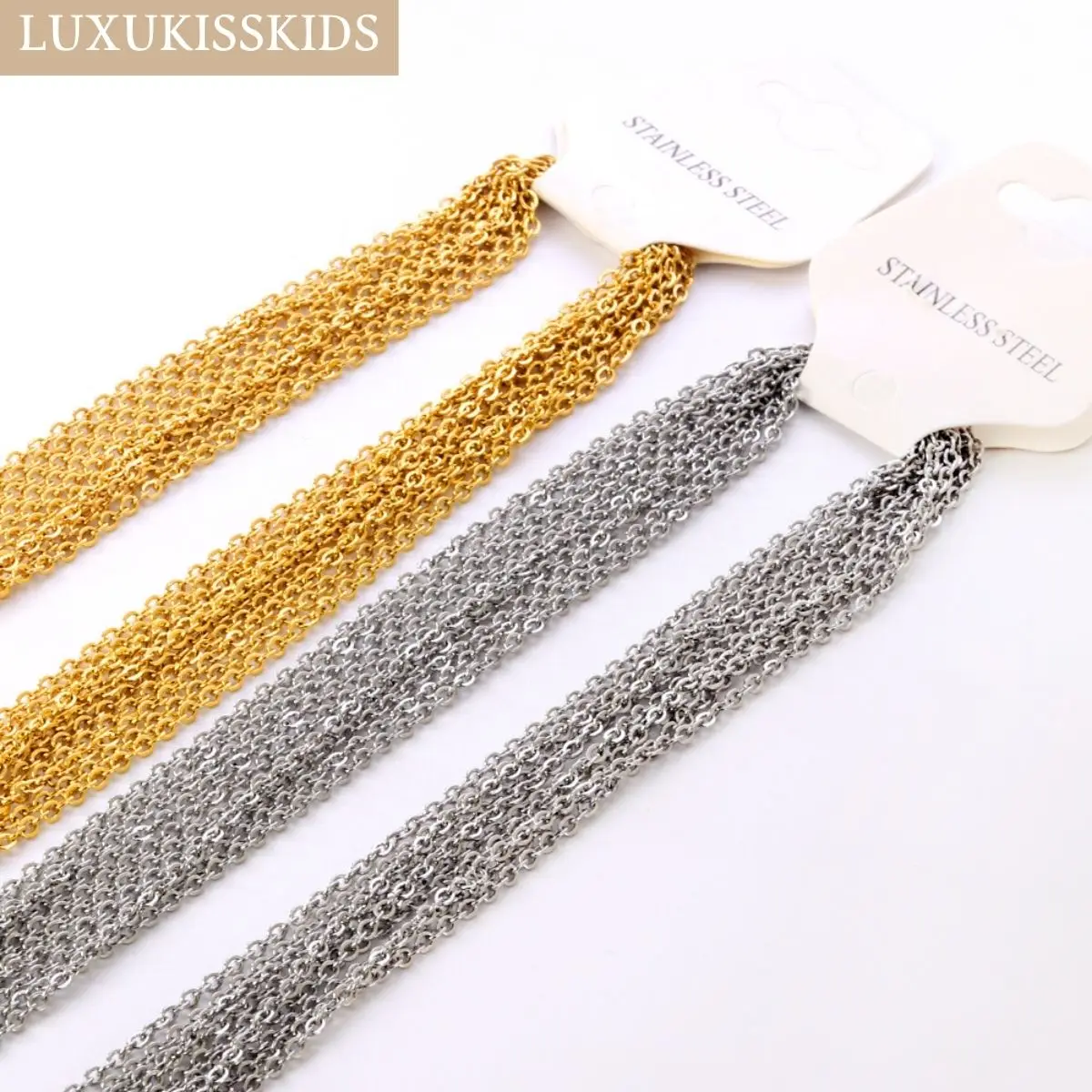 LUXUKISSKIDS Stainless Steel Chains DIY Jewelry Making O-Chain Necklace 10pcs/Lots 1.5/2MM Woman Accessories Choker 18K Golden photo 1