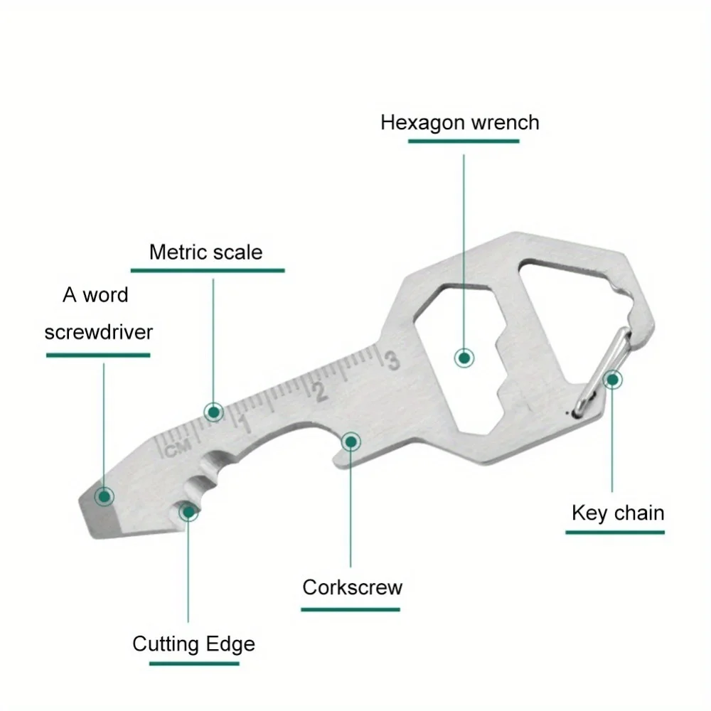 1PC Compact Outdoor Survival Bottle Opener Wrench Screwdriver Pocket EDC Multi Tool Keychain Outdoor Survival Gear Gadget photo 1