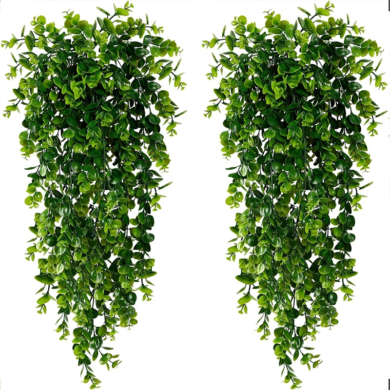 Artificial Hanging Plants Faux Eucalyptus Leaf Greenery Vine Outdoor UV Resistant Plastic Plants for DIY Home Wedding Decoration photo 1