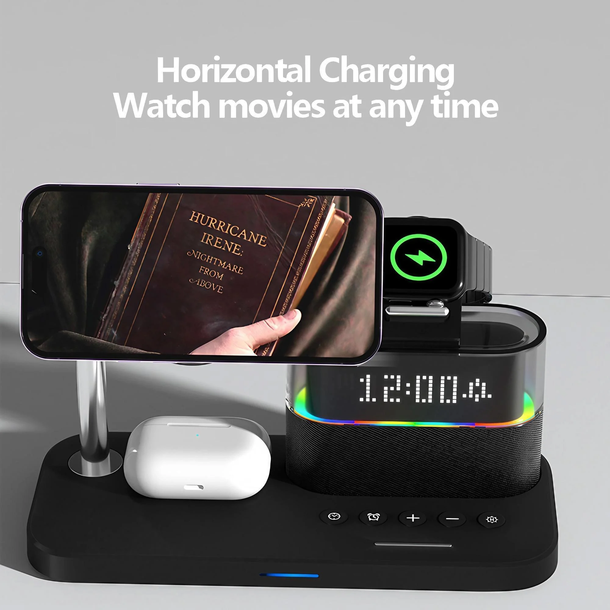 Magnetic Wireless Charging Station for Phone Series 12 13 14 15 16 17 and Watch Ultra 8 7 6 5 Earbuds Charger Stand Multi Device Charging Pad for Desk Home Office Travel Supports Fast 15W Charging for Phones and 5W for Wearables and 360 Degree Desk Stand photo 4