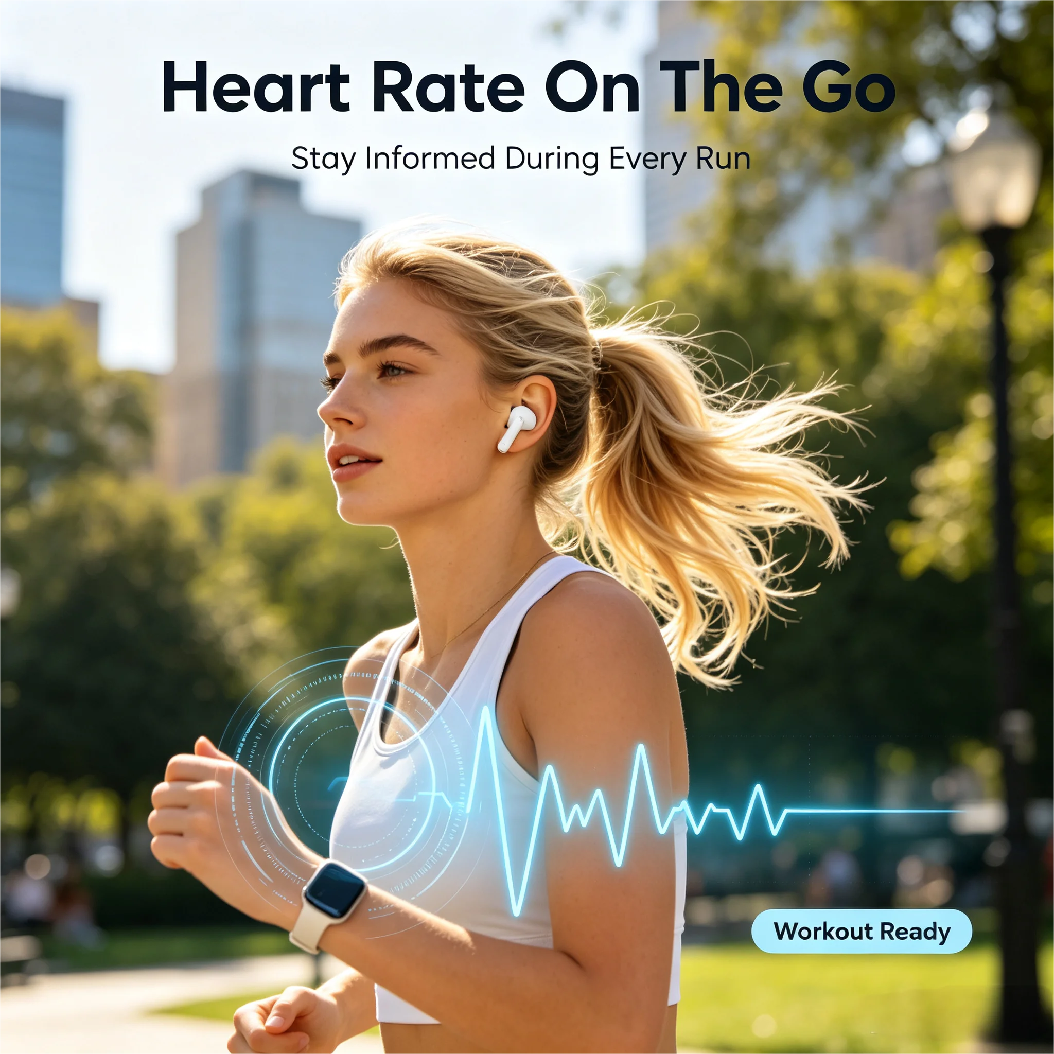 ZZLOVE Wireless Heart Rate Monitor TWS Earbuds Noise Cancelling Bluetooth Sport Earphones Charging Case photo 6