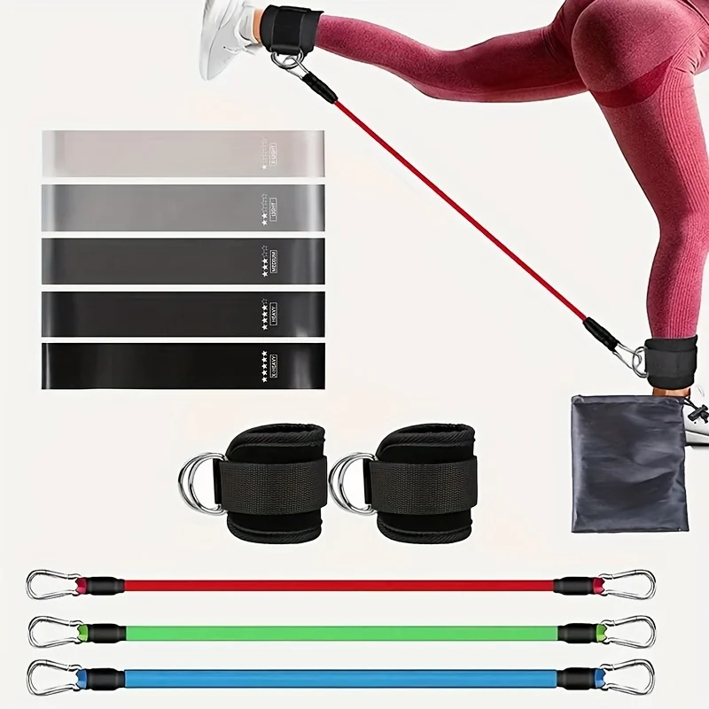 11pcs Home Gym Leg & Hip Toning System - Resistance Bands & Ankle/Thigh Trainer Set with Adjustable Tension Levels photo 1