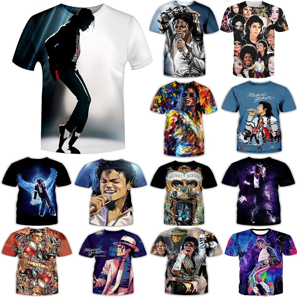 Summer fashion Michael Jackson hip-hop singer retro cool casual men Harajuku streetwear short sleeved photo 1