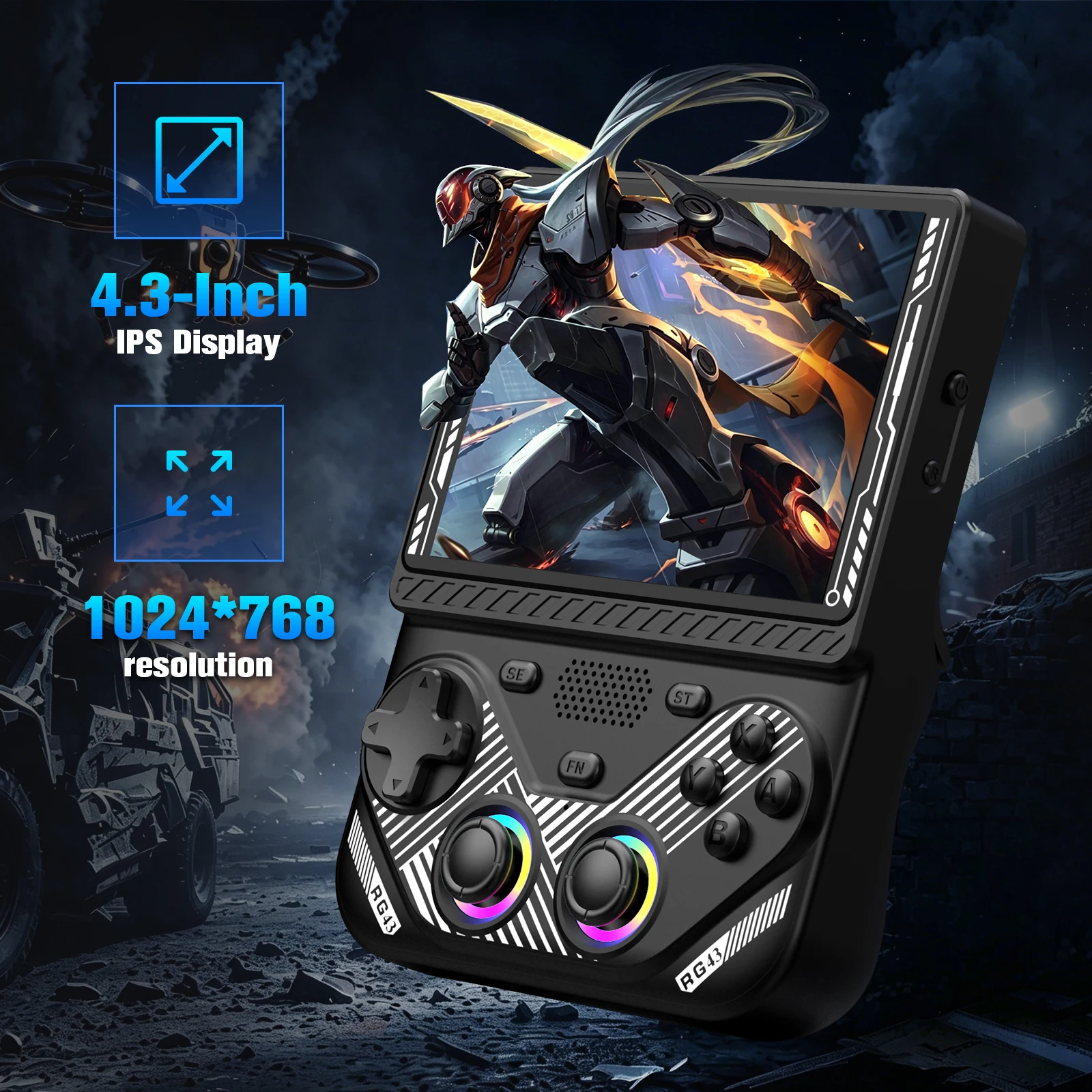RG43V Pro Retro Handheld Game Console 4.3 Inch IPS Screen Dual System With RK3562 CPU 22000+ Games Support WiFi Online Play photo 2