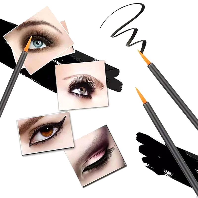 【B】50Pcs Disposable Eyeliner Brushes Fine Fiber Head Eyeliner Cream Applicator Eye Cosmetic Brush With Cap Makeup Beauty Tools photo 3
