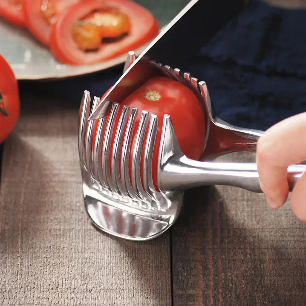 Stainless Steel Kitchen Handheld Orange Lemon Slicer Tomato Cutting Clip Fruit Slicer Onion Slicer KitchenItem Cutter Accessorie photo 1