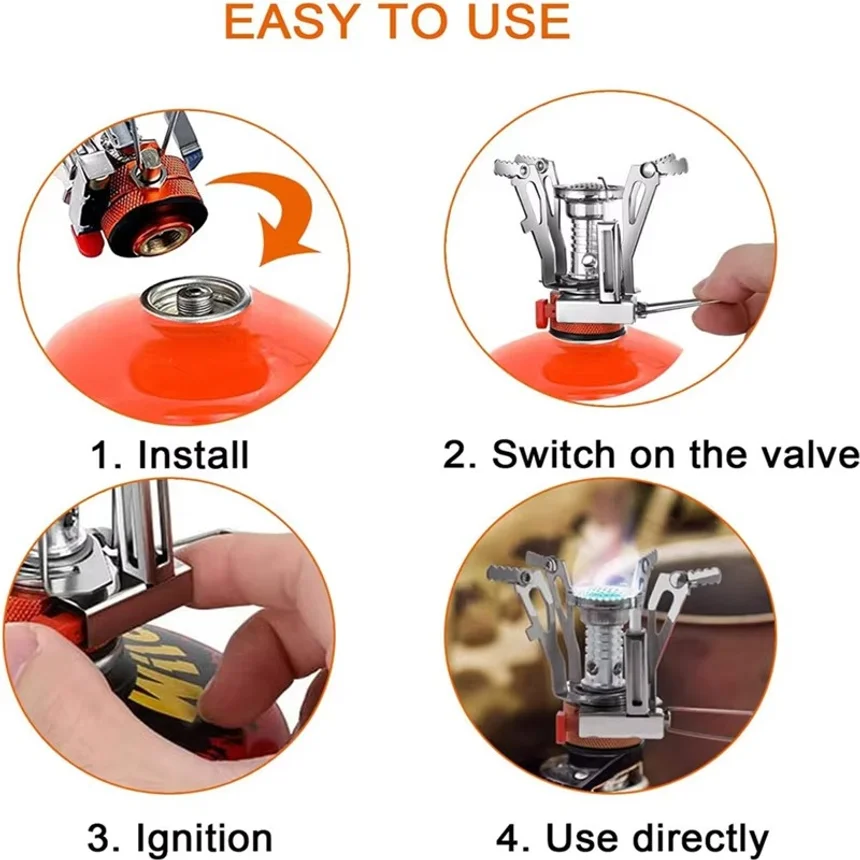 Portable All in One Camping Stove with Converter Compact Lightweight Outdoor Cooking Gear for Hiking Backpacking photo 5