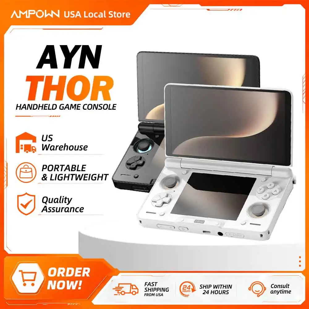 AYN THOR Clamshell Handheld Game Console 6" 120Hz AMOLED Snapdragon 8 Gen 2 4K DP Output Snapdragon 8 Gen 2 6000mAh 27W Fast Charge Retro Gaming Console Original photo 1