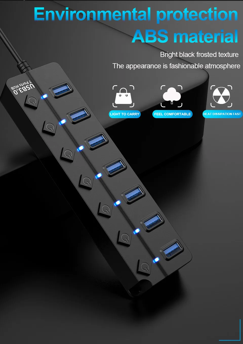 USB 3.0 Hub USB Hub 2.0 Multi USB Splitter Hub 100cm Long Cable Multiple Expander for Computer Laptop PC Accessories USB Adapter photo 2