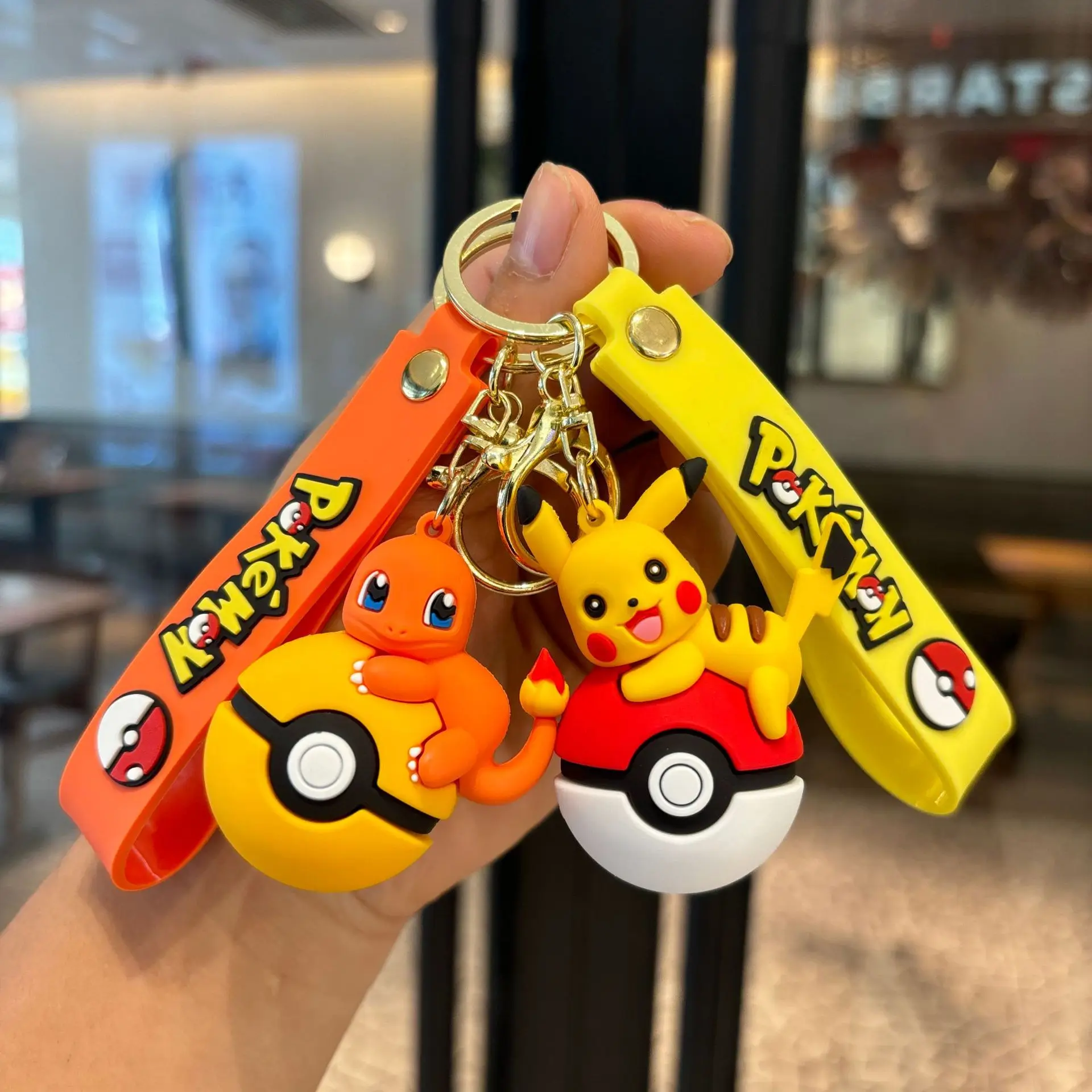 Pokémon Poké Ball Keychain Set, Pikachu Eevee Charmander figure Keychain, Anime Collectible Key Ring for Bag Backpack Gift photo 4