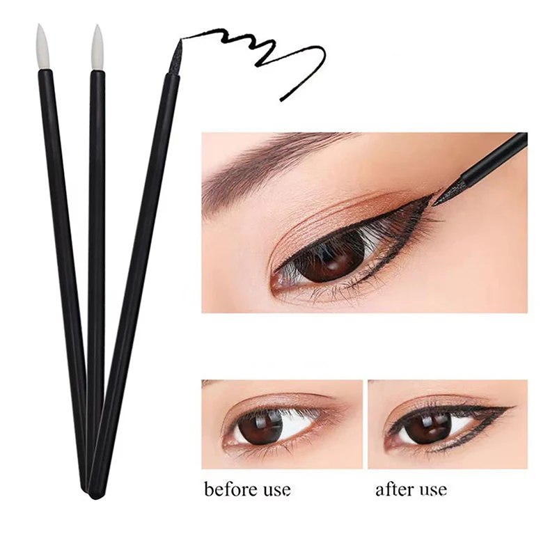 【B】50Pcs Disposable Eyeliner Brushes Fine Fiber Head Eyeliner Cream Applicator Eye Cosmetic Brush With Cap Makeup Beauty Tools photo 1