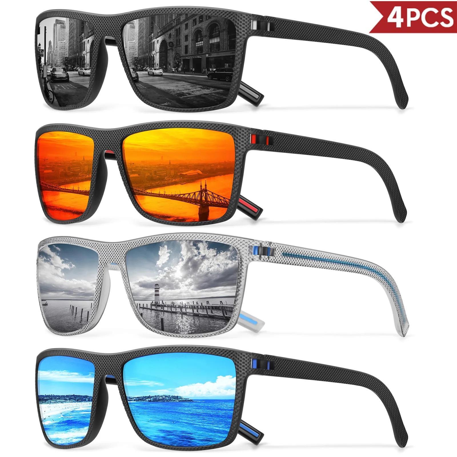 3/4 Pack New Designer Box Polarized Colorful Sunglasses for Men and Women Suitable for Driving, Fishing, Outdoor Sports UV400 photo 6