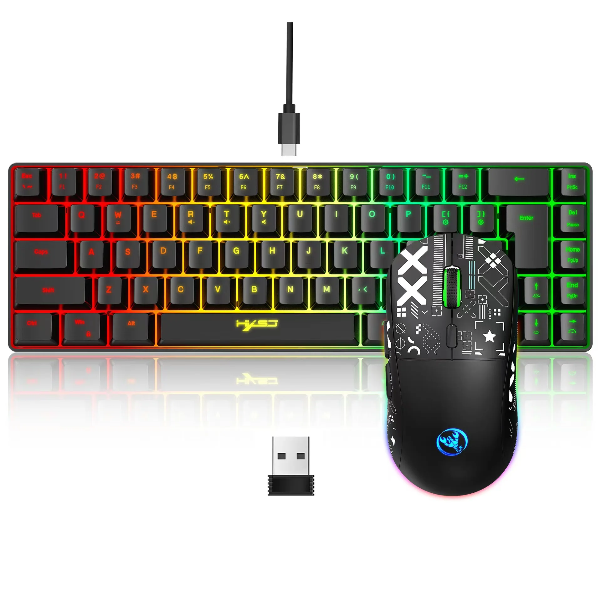 60% gaming Keyboard and mouse combo set gamer white key board combo computer wired keyboards mouses office teclado for laptop pc photo 3