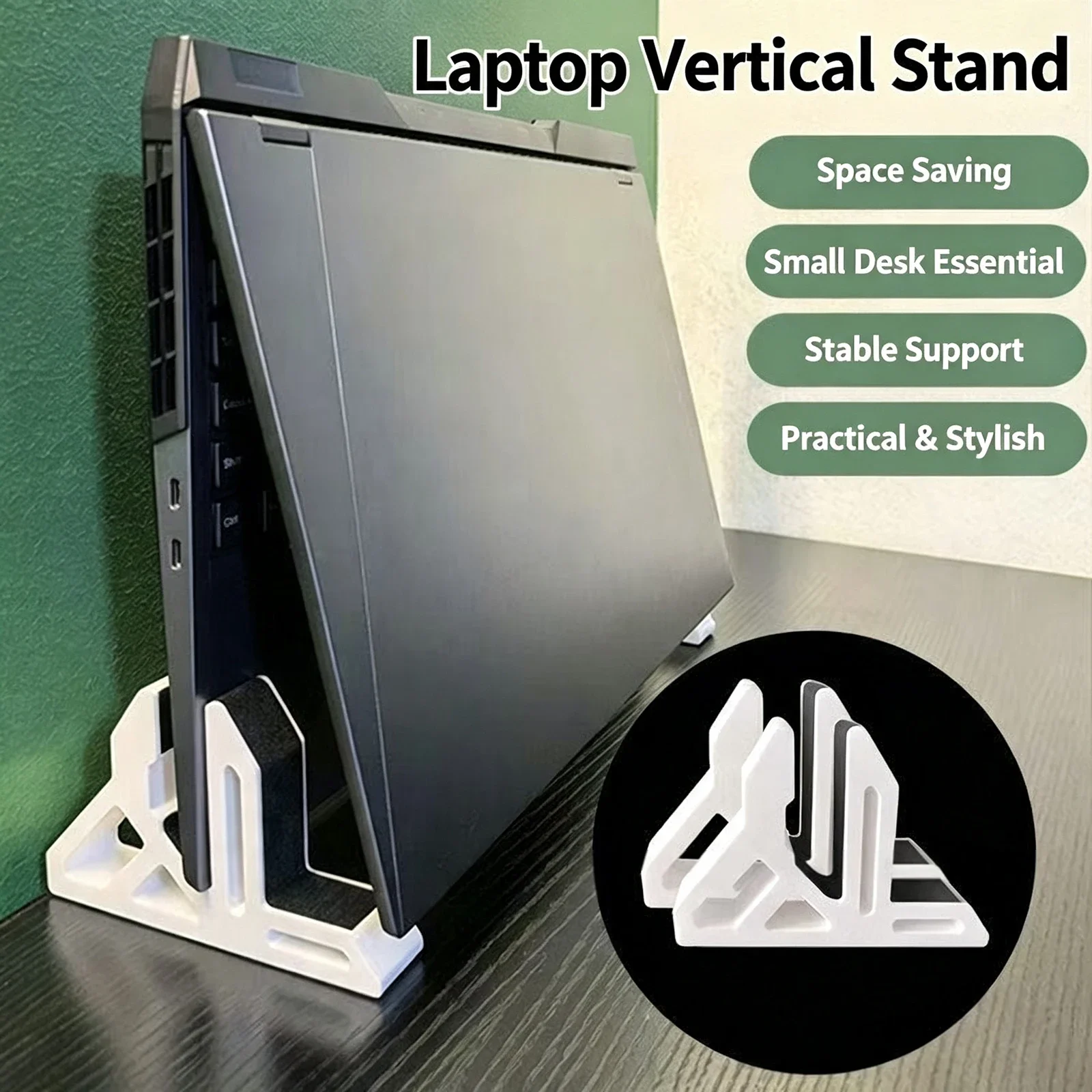 Laptop Vertical Stand Dual‑Use Desktop Holder With Anti‑Slip Strip For Laptop Tablet Phone Space‑Saving Upright Support Bracket photo 1