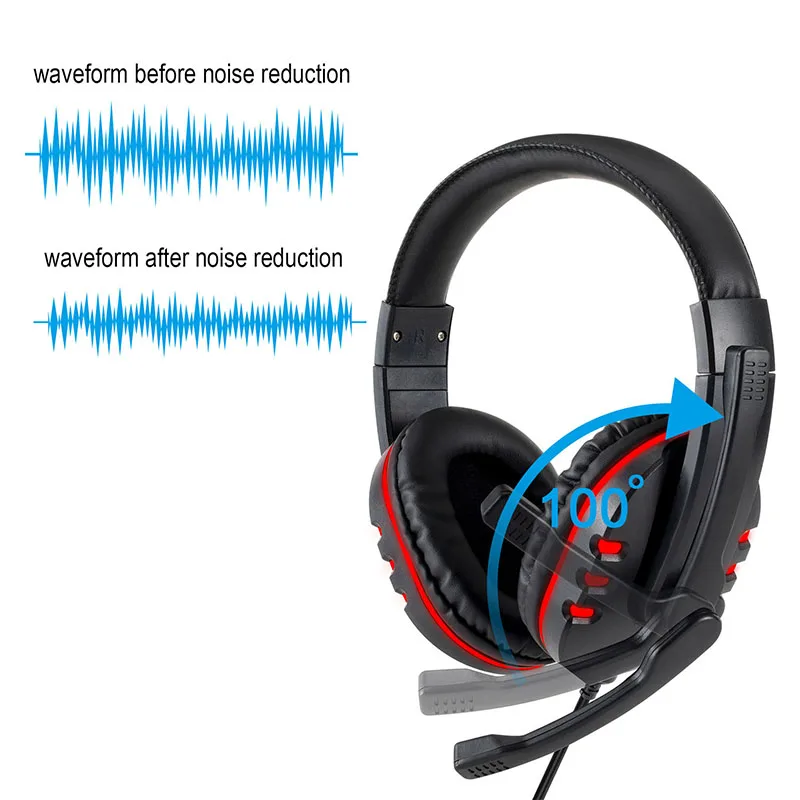 Headphones 3.5mm Wired Gaming Headset Earphones Music For PS4 Play Station 4 Game PC Chat Computer With Microphone photo 2