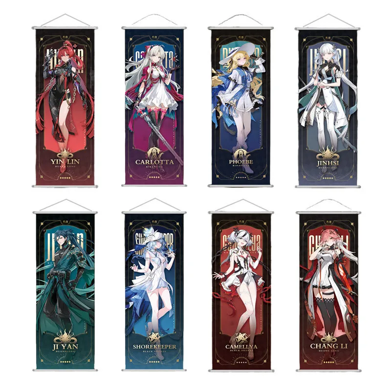 Wuthering Waves Jinhsi Phoebe Camellya Carlotta Scroll Canvas Painting Home Decor Wall Hanging Anime Poster Wall Art Unframed photo 1