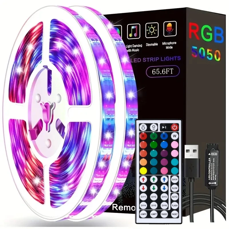 LTG-GEE Led Strip Lights with 44 Key Remote Control RGB Tape Led Wall Room for Home Bedroom Party Decor TV Backlight photo 1