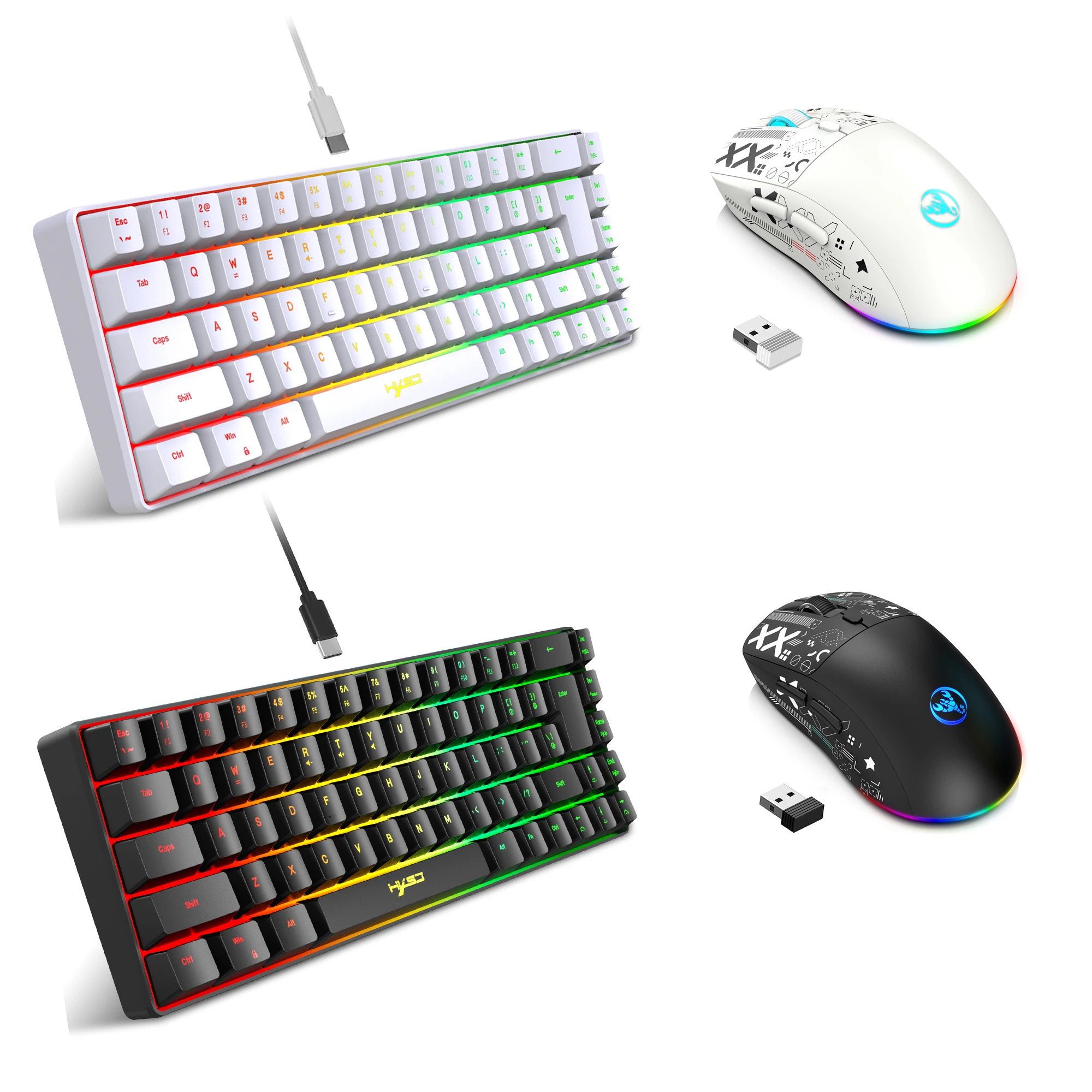 60% gaming Keyboard and mouse combo set gamer white key board combo computer wired keyboards mouses office teclado for laptop pc photo 2