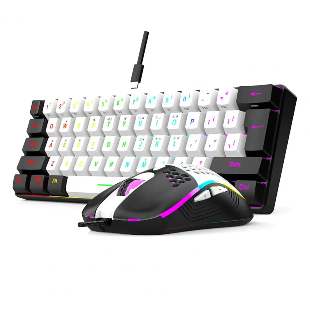 Gaming Mechanical Keyboard Rgb Mechanical Gaming Keyboard Mouse Set with 61 Wired Mini Office Kit for Universal for Gamers photo 1