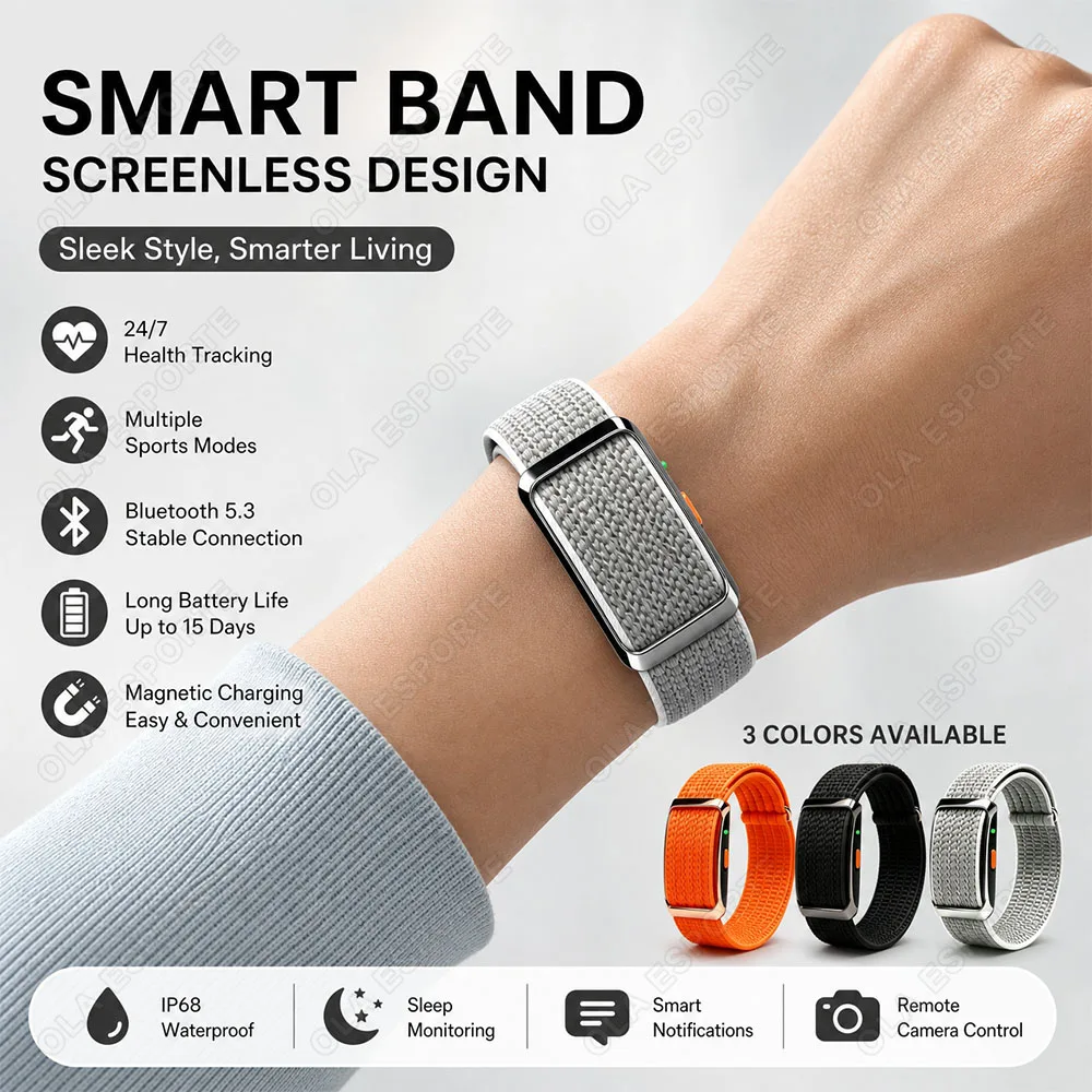 New No Screen Smart Watch Men Woman Sports Outdoors Fitness Heart Rate Blood Oxygen Monitor Waterproof Men Smart Wristband F107 photo 1