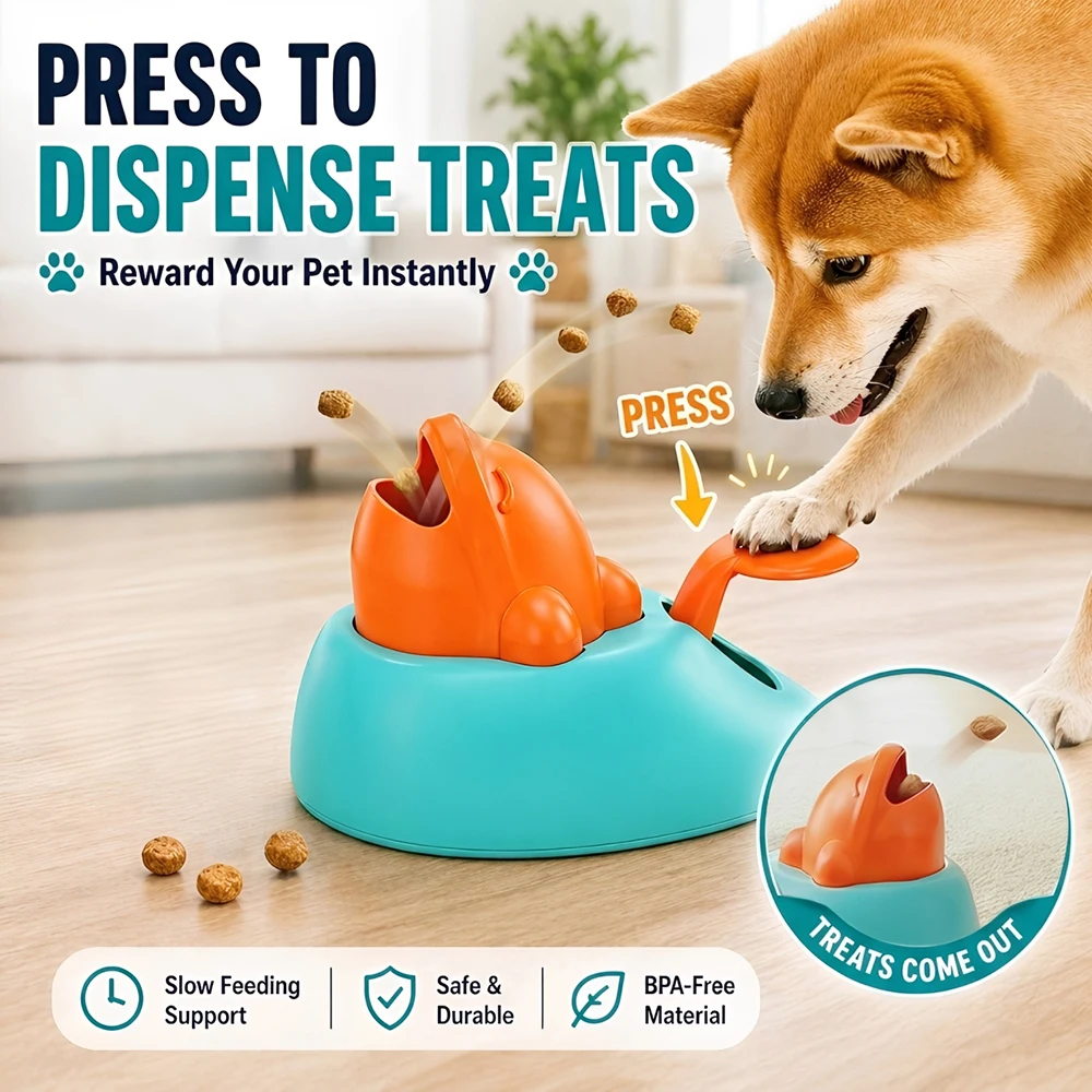 Dog Cat Interactive Food Toy Puzzle Press-to-Dispense Whale Shaped Slow Feeder Boredom Buster Training Reward Dispenser for Pets photo 1