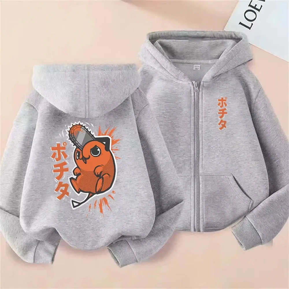 Anime Chainsaw Man Washed Retro Zipper Hoodie Cartoon Denji Pochita Funny Graphic Zip Up Jacket Men Women Manga Oversized Coat photo 3