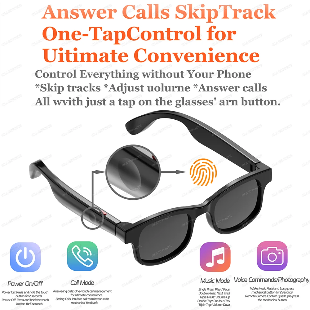 New Smart Glasses Lnterchangeable Lenses Sunglasses Plain Glasses HD Bluetooth Call Music Playback Lntelligent Audio Glasses Q01 photo 5