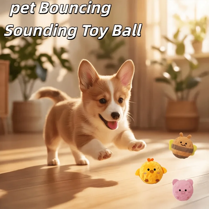 Cute Bee Pet Interactive Bouncing Sound Toy Ball, Dog And Cat Play Boredom Relief Companion Toy,Slow Rebound Pet Play Toy photo 1