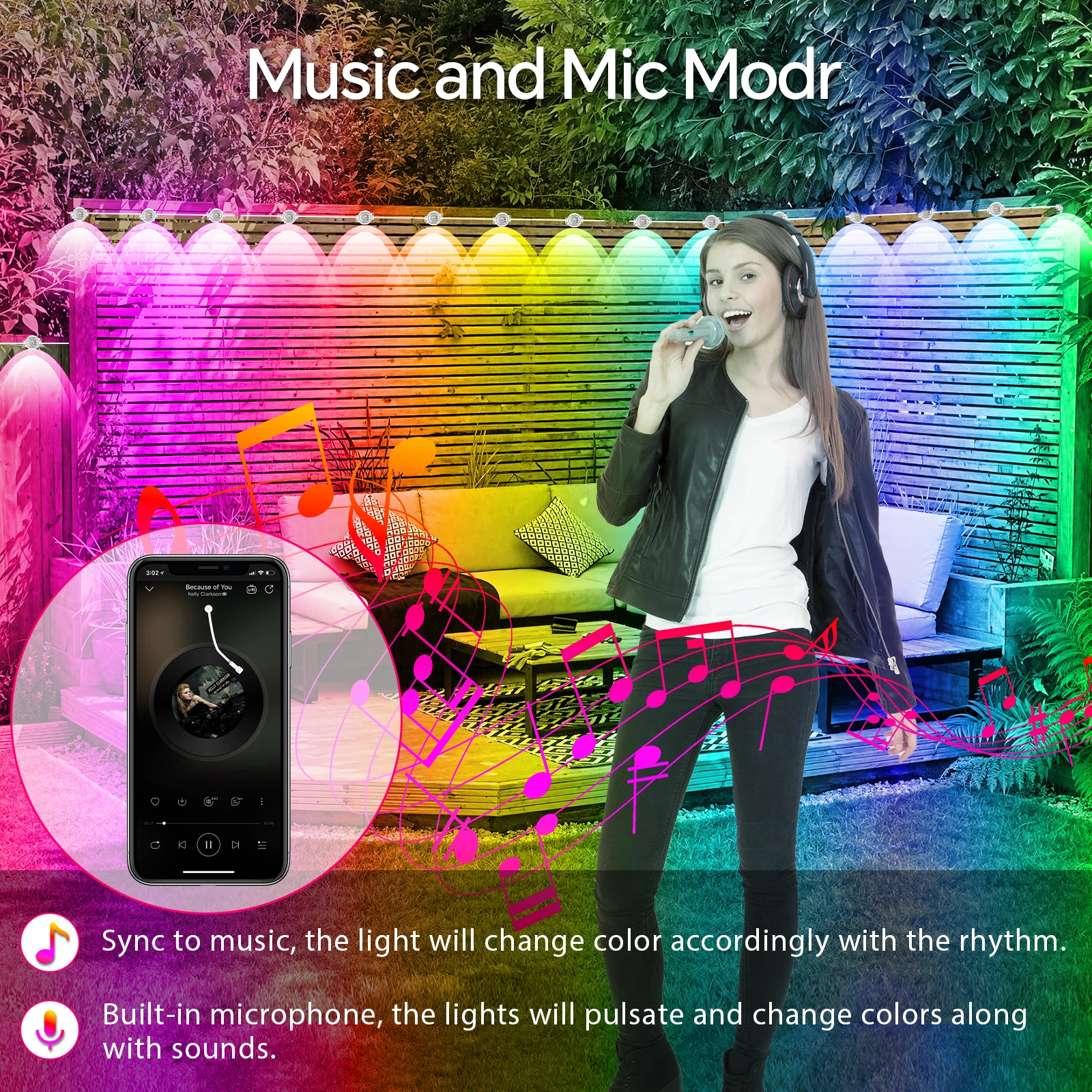 60M & 200FT Permanent Outdoor LED Eaves Lights RGB Waterproof Smart String Lights App Remote Control Color Changing Lamp for House Roof Garden Christmas Holiday Party Daily Accent Lighting photo 4