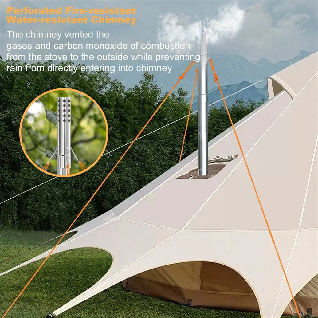 Hot Tent Stove, Unho Wood Burning Stove, Portable Wood Stove with 6 Stainless Chimney Pipes for Outdoor Heating & Cooking photo 5