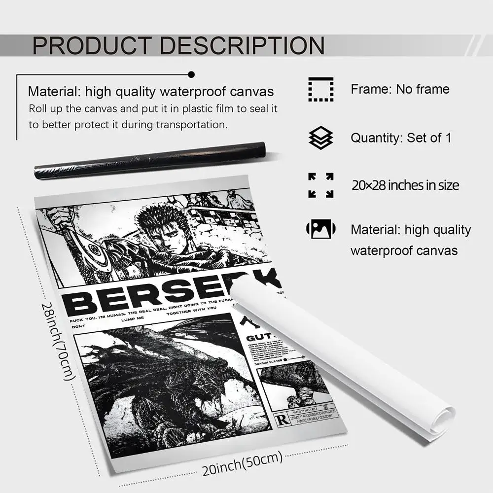 Classic Anime B-Berserk Painting Calligraphy Canvas Poster Wall Art interior Hallway Home Decoration Holiday Gifts photo 6