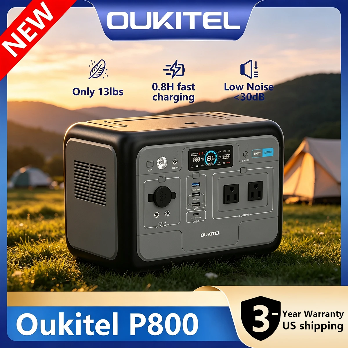 OUKITEL P800 Portable Power Station 512Wh LiFePO4 Solar Generator, 800W Pure Sine Wave AC Outlets, 100W PD USB-C, UPS, MPPT Solar Charging, QC3.0, DC Output, LCD Display for Camping Home Emergency RV Outdoor photo 1