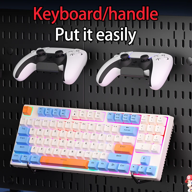 No Drill Desktop Pegboard Rack Gaming Room Organizer For Controllers Headphones Switch Figurine Stationery Storage photo 2