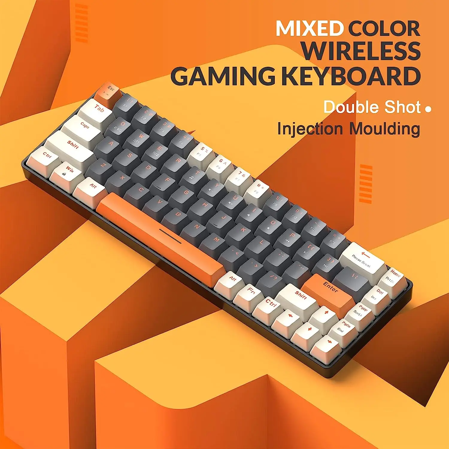 RK68 60% Wireless Mechanical Keyboard, Bluetooth 5.0/2.4GHz with Dual Mode 2-in-1 Receiver, 68-Key Hot-Swappable Gaming Keyboard photo 1