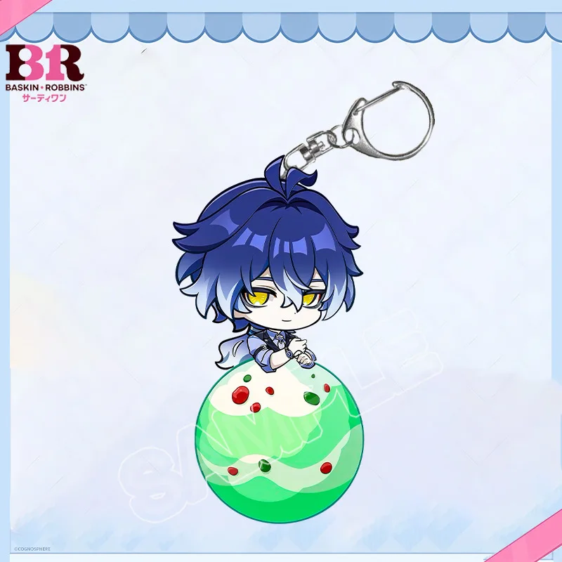 New Genshin Imapct Keychain BR Ice Cream Odette Linnea Flins Keyring Cute Cartoon Anime Game Bag Charm Friend Gift Stand photo 2