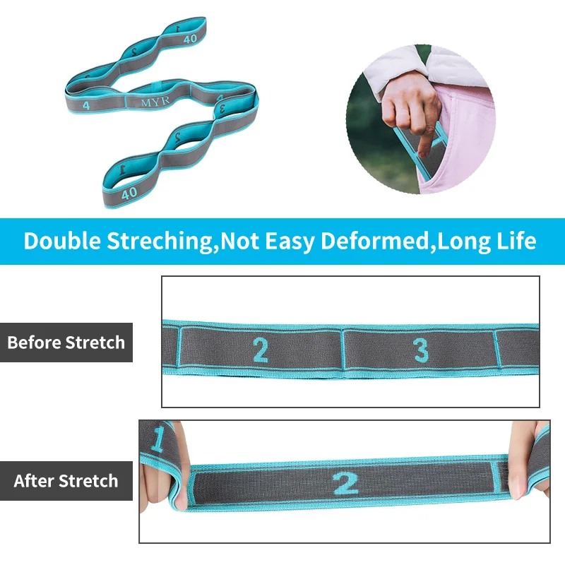 Elastic Yoga Stretching Strap with Loops, Stretch Strap for Ballet, Leg, Body, Stretch Band for Yoga, Dance, Pilates, Gymnastics photo 3