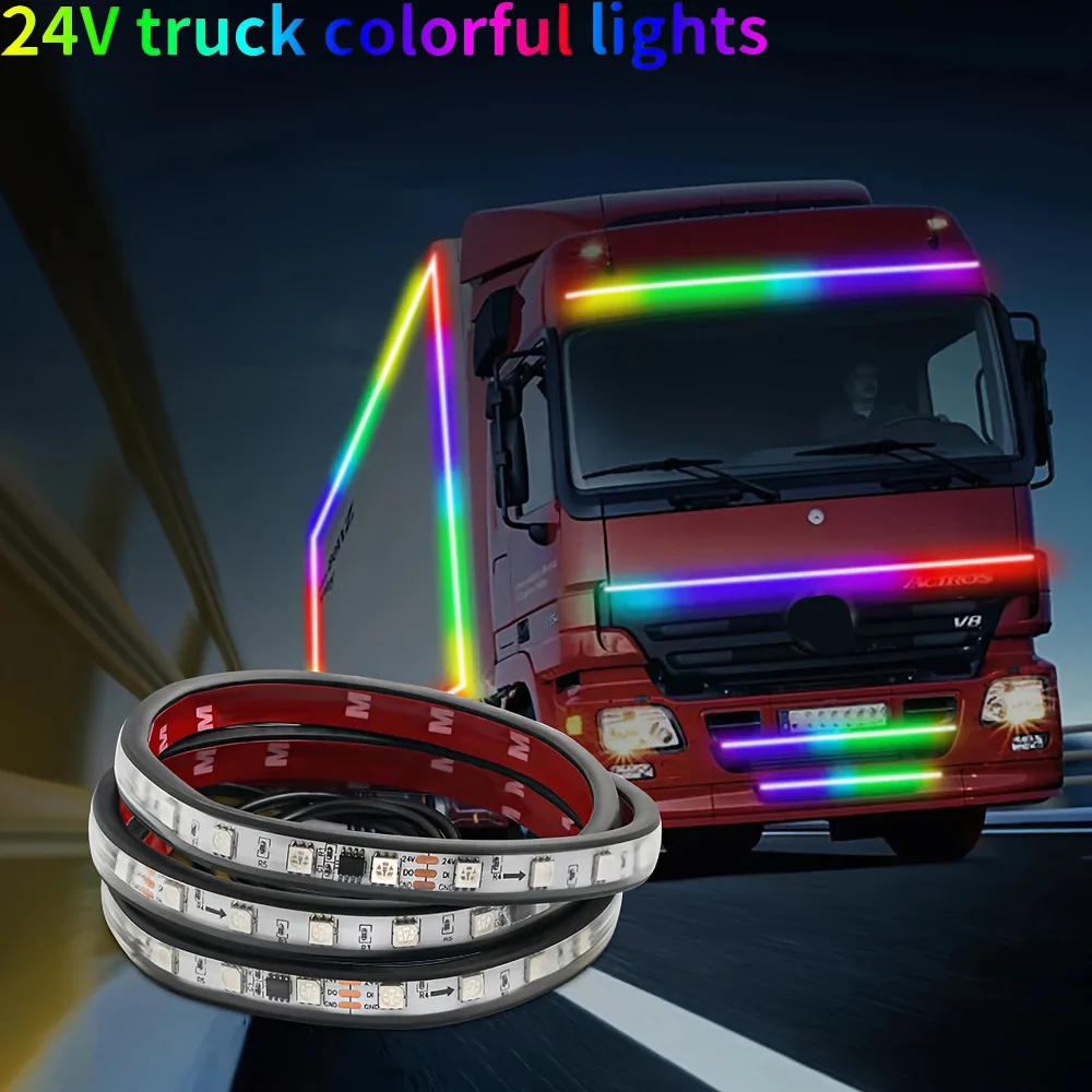 24V LED Strip Lights Trucks And Vans Neon Light Bar RGB Colors Flashing Atmosphere Lamp Easy to Install Suitable for Scenarios photo 1