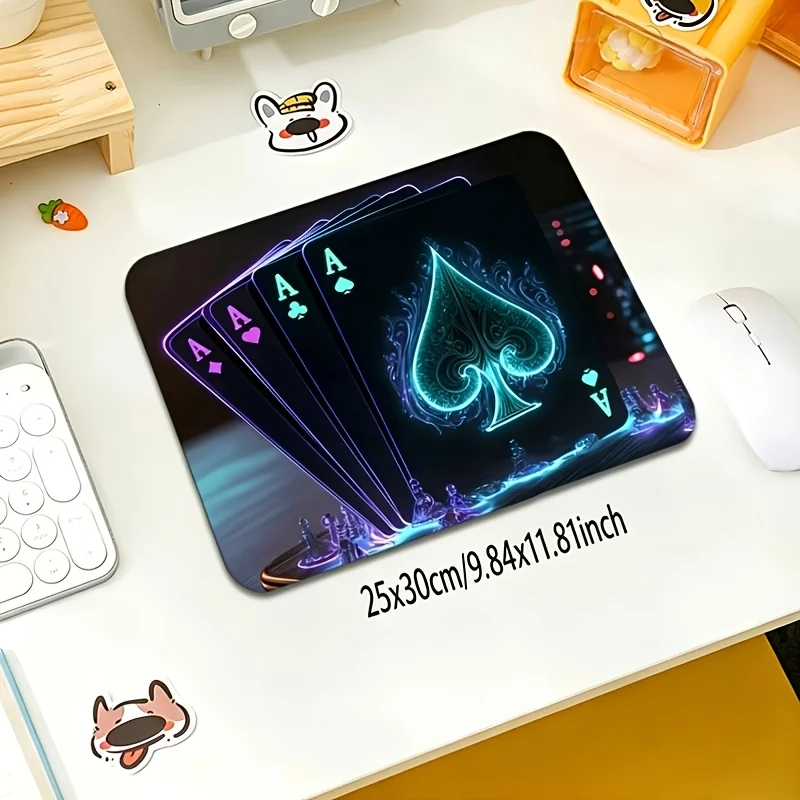 CIFBUY Small Gaming Mouse Pad Poker Ace Creative Art PC Keyboard Desk Mat HD Print Non-Slip Rubber Base Home Office Laptop Decor photo 5