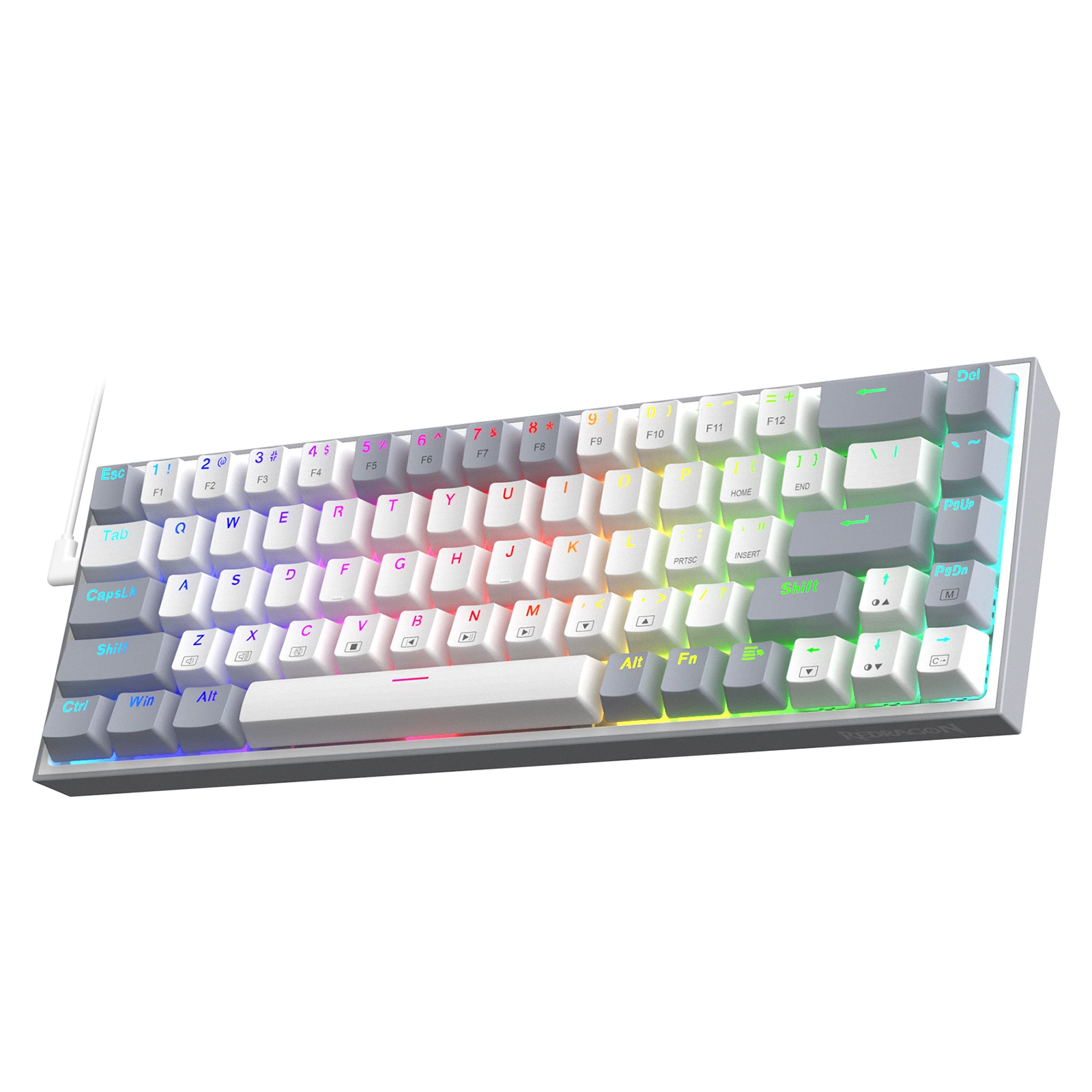 Redragon K631 Gery 65% Wired RGB Gaming Keyboard, 68 Keys Hot-Swappable Compact Mechanical Keyboard photo 1