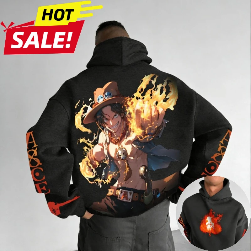 ACE Anime One Piece Harajuku Streetwear 2026 New Men Vintage Hoodie Winter Women Oversized Hooded Sweatshirt Long Sleeve Top photo 1