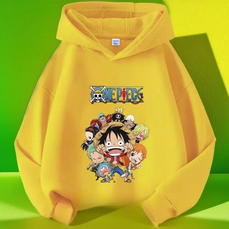 Spring Autumn One Piece Luffy Hoodie Children Clothing Anime Cartoon Pattern Fleece Sweatshirt Y2k Trendy Kids Gift Children Top photo 4